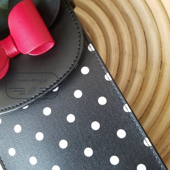 Kate Spade Minnie Mouse Disney N/S Phone Crossbody Bag Purse Black White - Picture 6 of 11